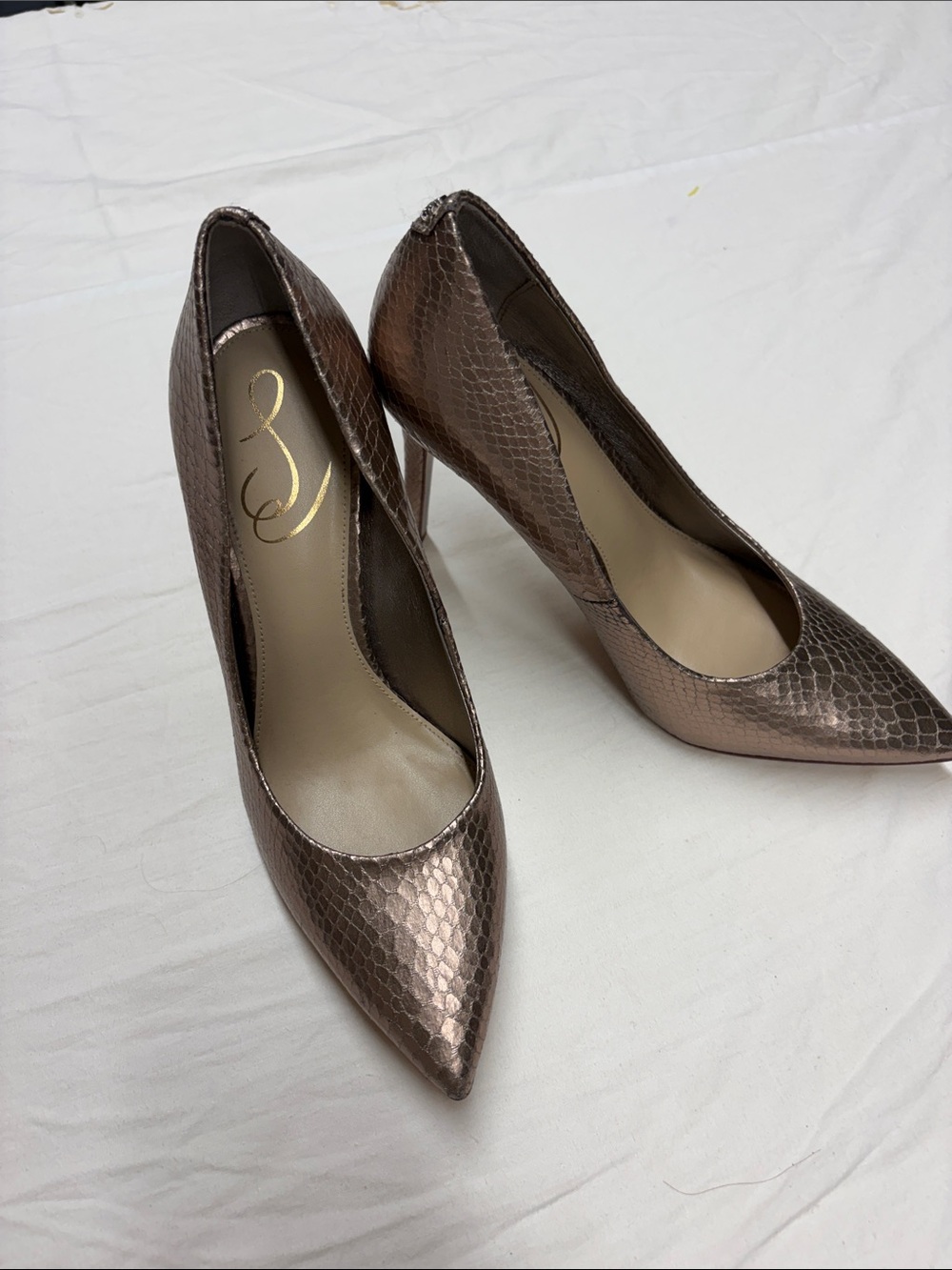 Sam Edelman Hazel Metallic Snakeskin Pointed-Toe Pumps